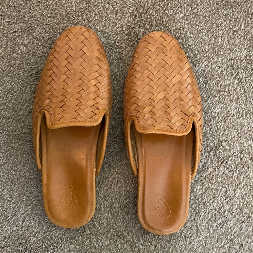 OluKai Brown Woven Slip-On Shoes
